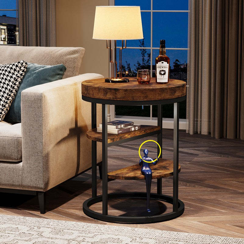 Vintage Metal 3-Tier Round Side Table