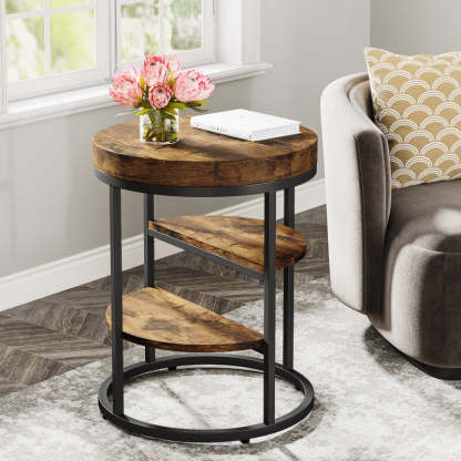 Vintage Metal 3-Tier Round Side Table