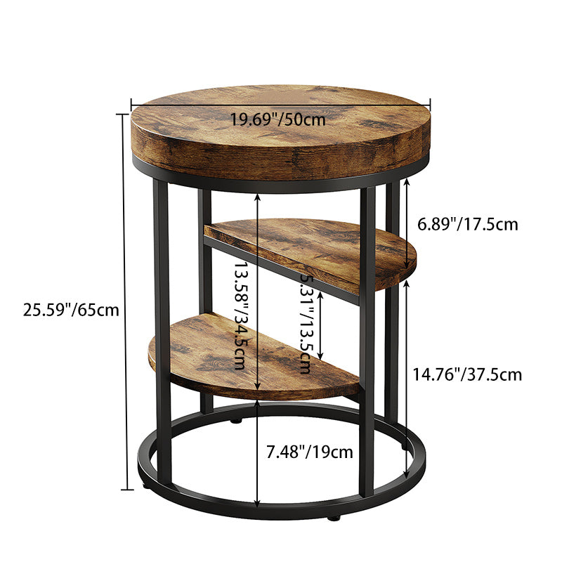 Vintage Metal 3-Tier Round Side Table