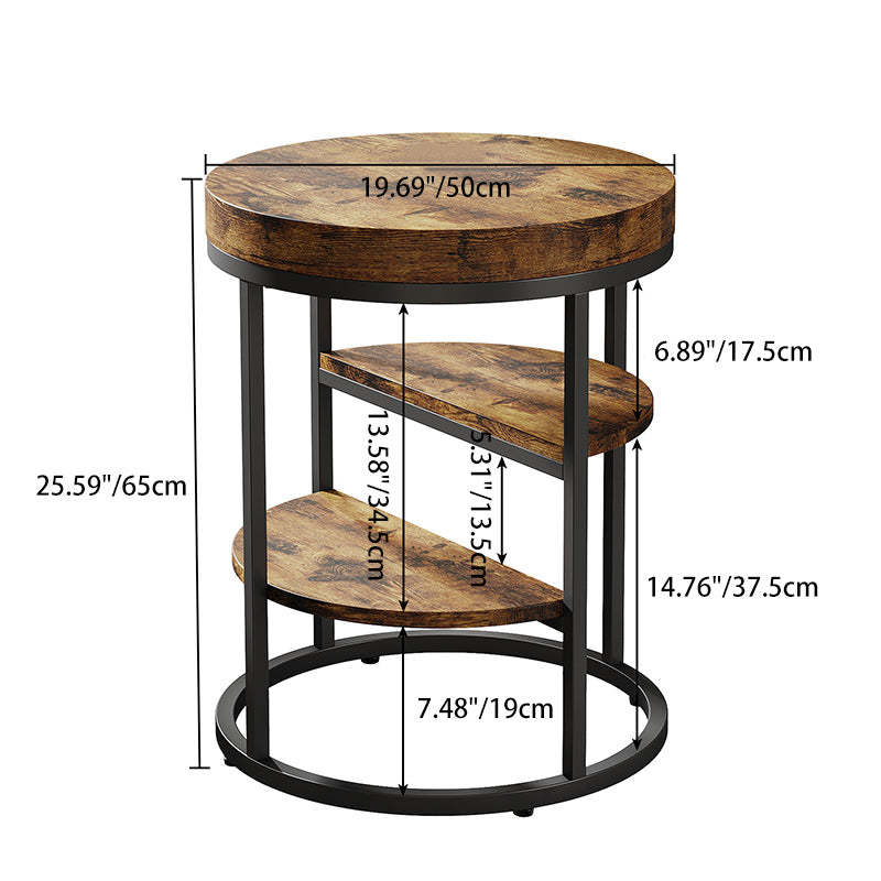 Vintage Metal 3-Tier Round Side Table