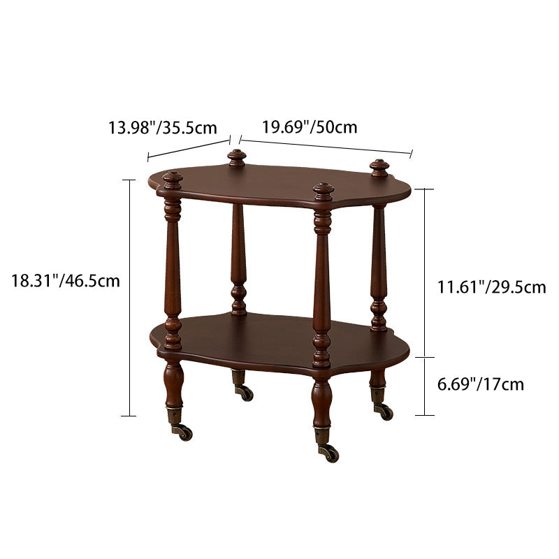 French Wooden Oval Roman Column Side Table 2/3-Tier