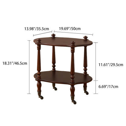 French Wooden Oval Roman Column Side Table 2/3-Tier