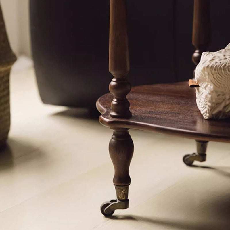 French Wooden Oval Roman Column Side Table 2/3-Tier