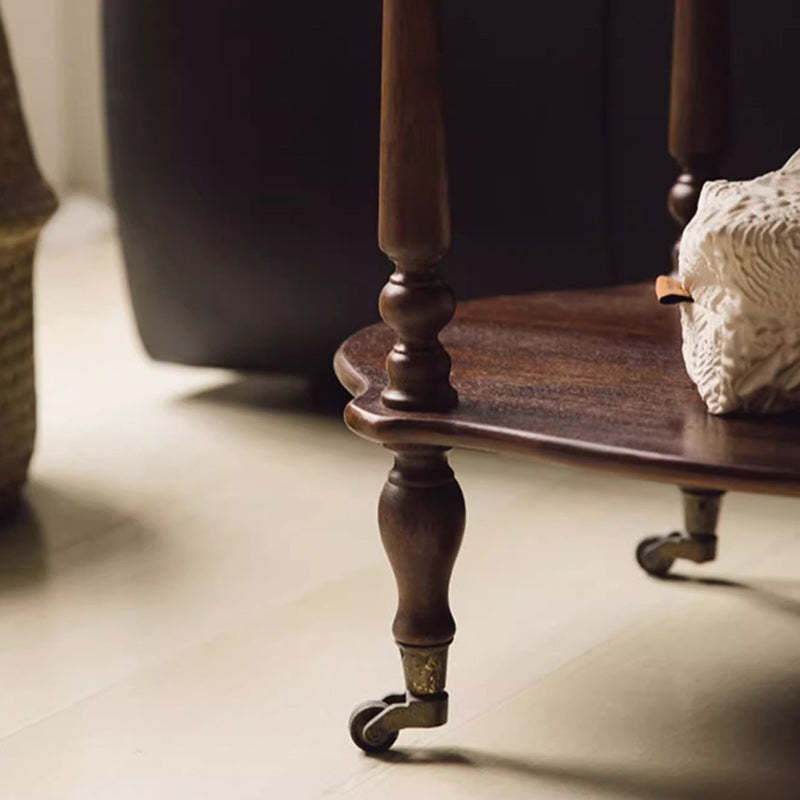 French Wooden Oval Roman Column Side Table 2/3-Tier