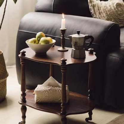 French Wooden Oval Roman Column Side Table 2/3-Tier