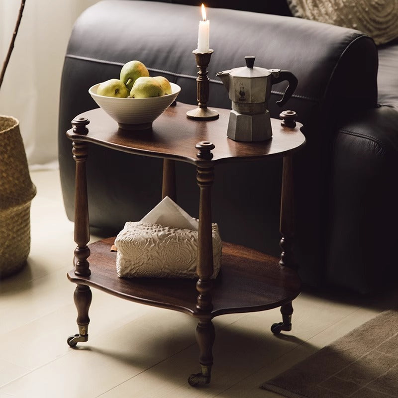 French Wooden Oval Roman Column Side Table 2/3-Tier