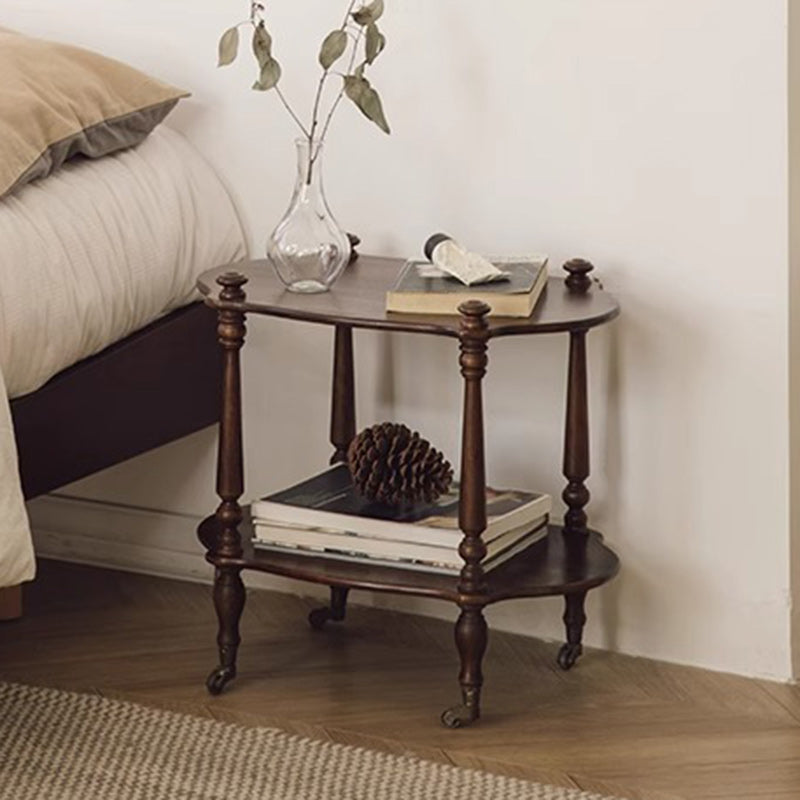 French Wooden Oval Roman Column Side Table 2/3-Tier