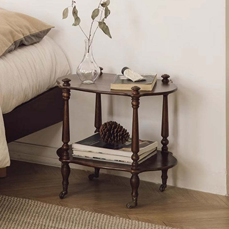 French Wooden Oval Roman Column Side Table 2/3-Tier