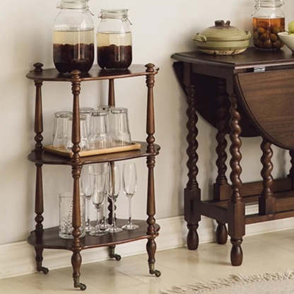 French Wooden Oval Roman Column Side Table 2/3-Tier — 3
