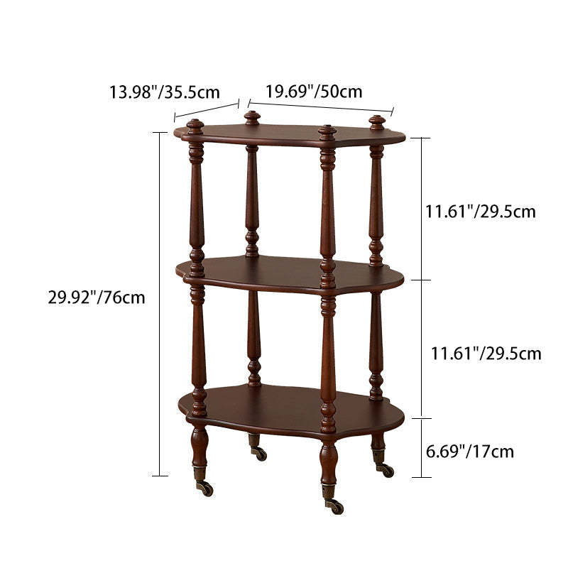 French Wooden Oval Roman Column Side Table 2/3-Tier
