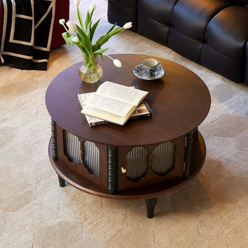 Vintage Rubberwood Round Coffee Table