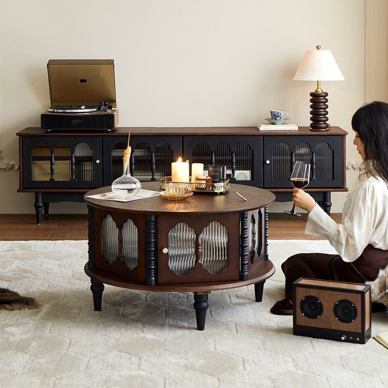 Vintage Rubberwood Round Coffee Table