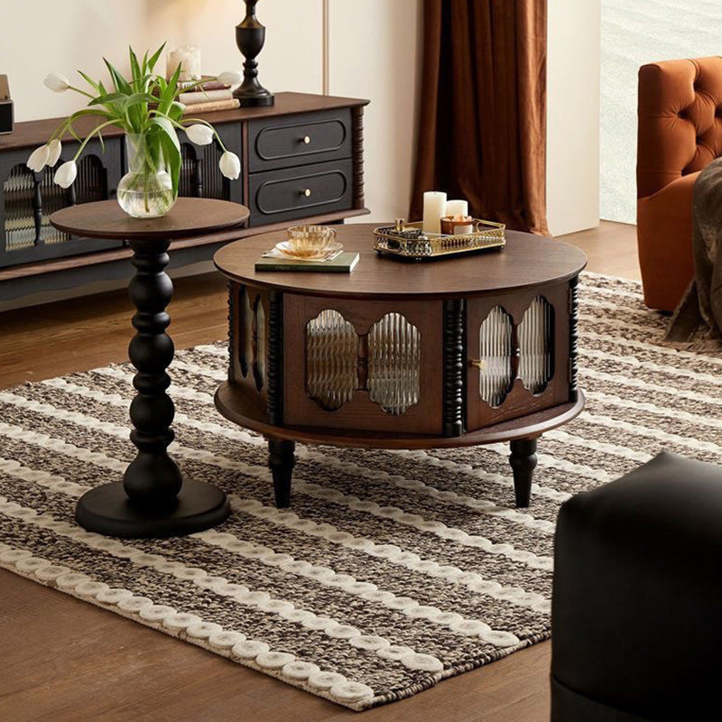 Vintage Rubberwood Round Coffee Table