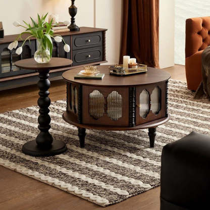 Vintage Rubberwood Round Coffee Table