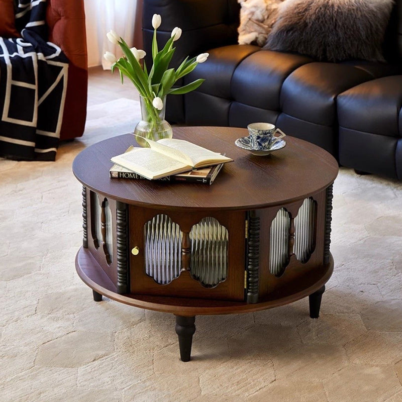 Vintage Rubberwood Round Coffee Table