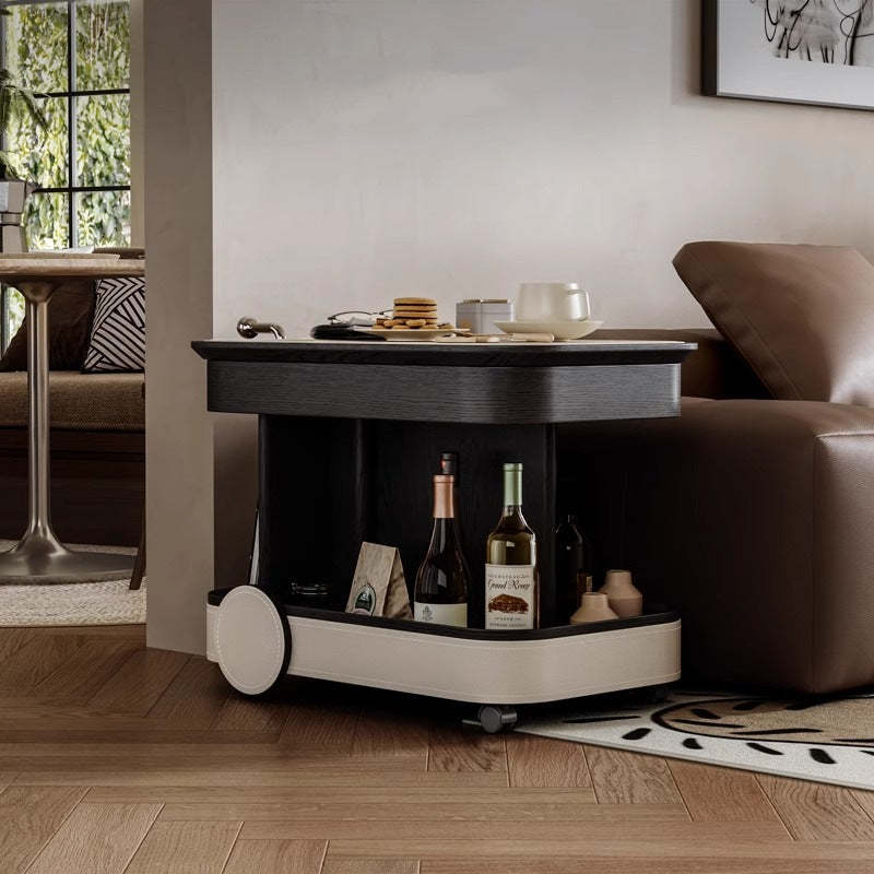 Nordic Multi-Layer Wood Saddle Leather Side Table