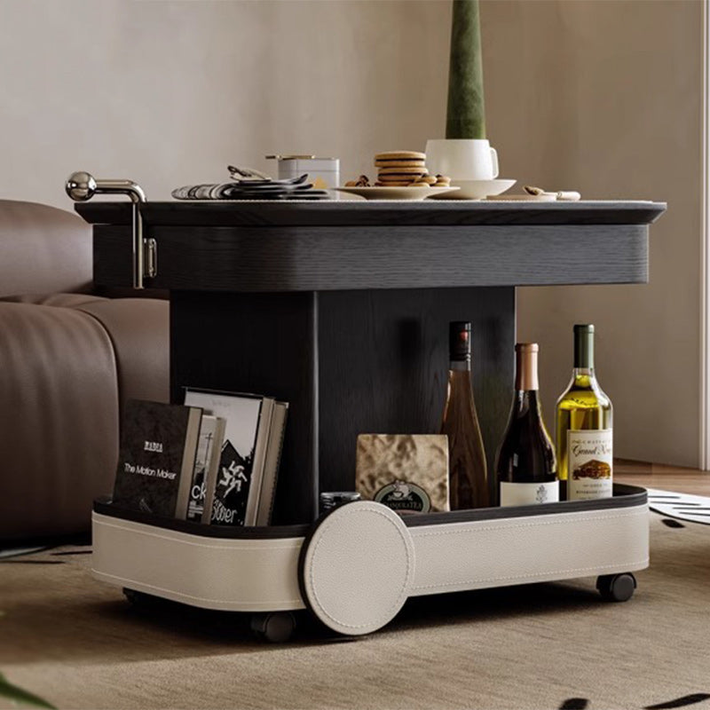 Nordic Multi-Layer Wood Saddle Leather Side Table
