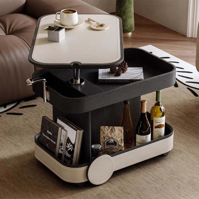 Nordic Multi-Layer Wood Saddle Leather Side Table