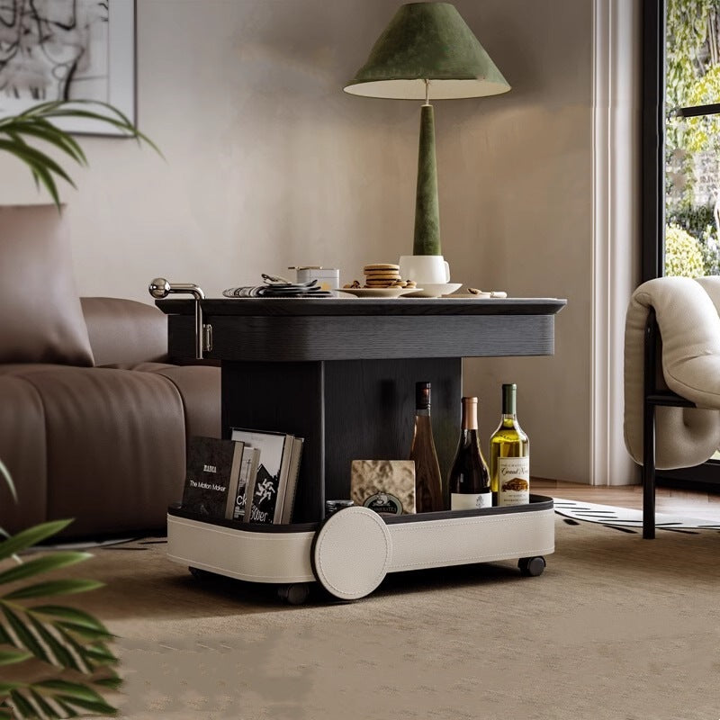 Nordic Multi-Layer Wood Saddle Leather Side Table