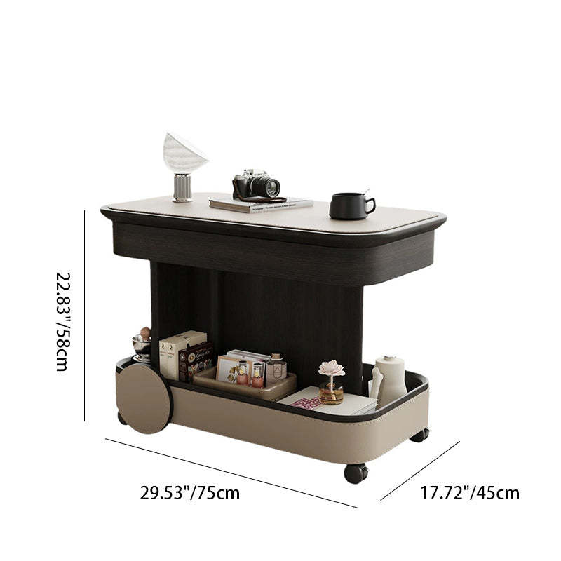 Nordic Multi-Layer Wood Saddle Leather Side Table