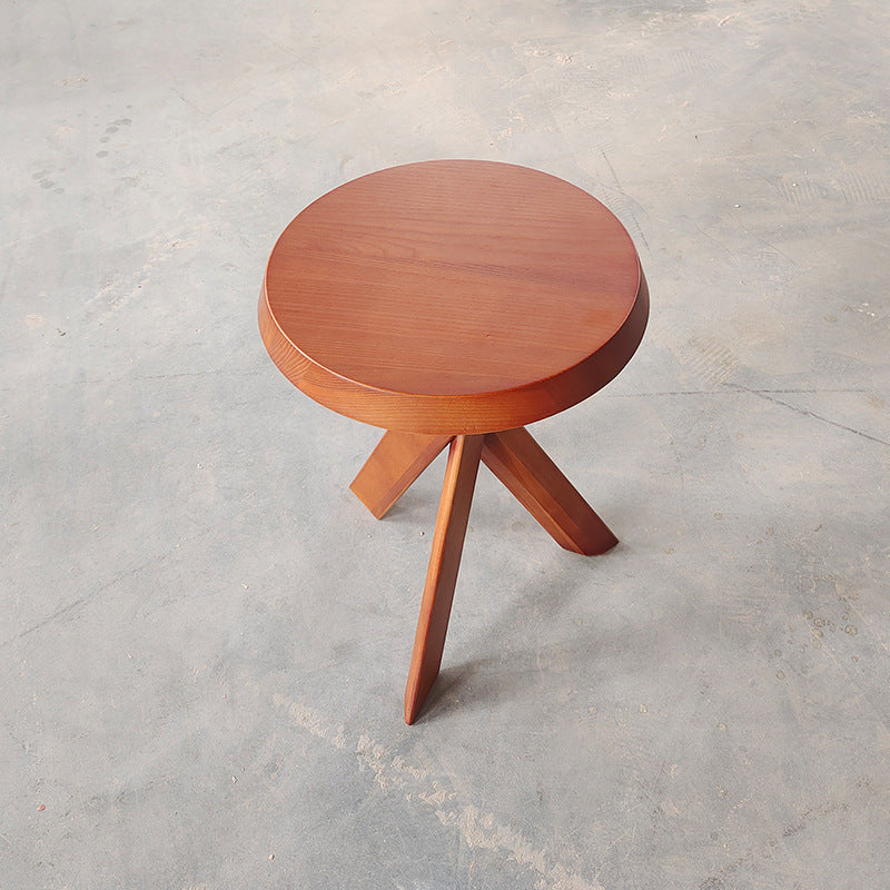 Nordic Wood Round Cross-Base Side Table