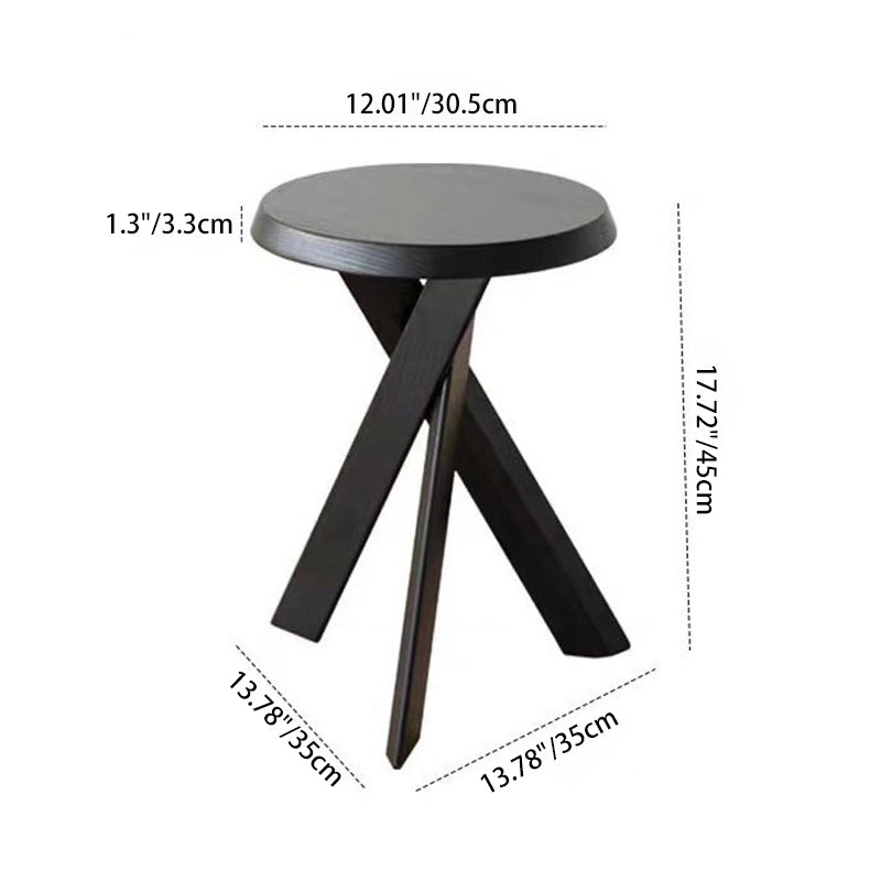 Nordic Wood Round Cross-Base Side Table