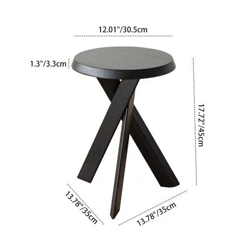 Nordic Wood Round Cross-Base Side Table