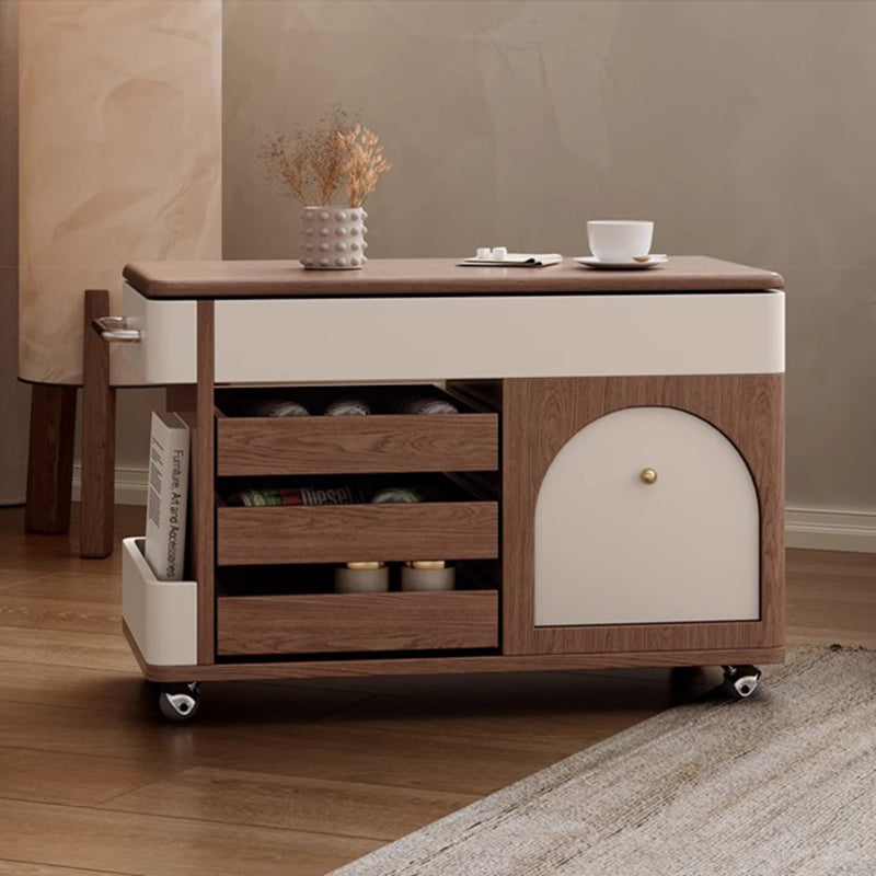 Nordic Steel Rectangular Side Table — Walnut Color
