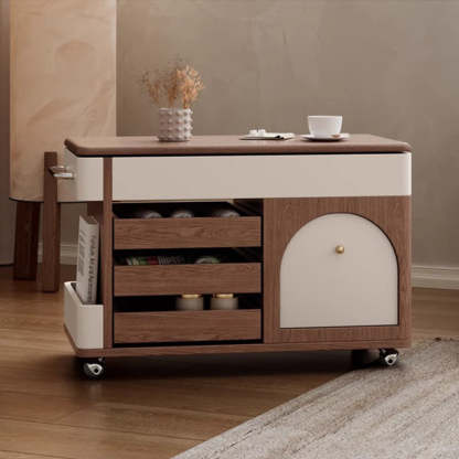 Nordic Steel Rectangular Side Table — Walnut Color