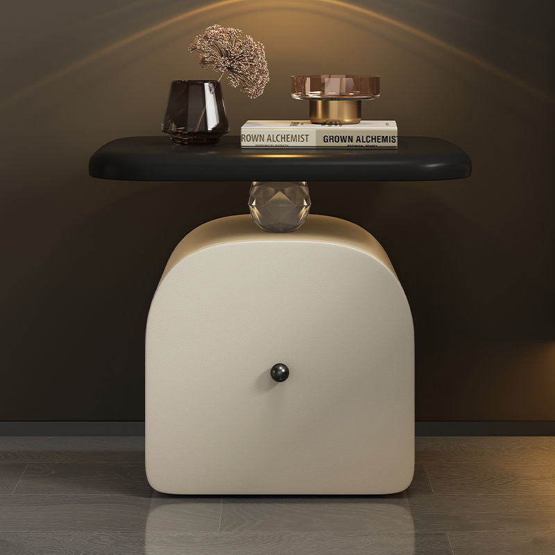 Nordic Wood Acrylic 1-Drawer Nightstand — Beige