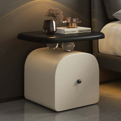 Nordic Wood Acrylic 1-Drawer Nightstand — Khaki