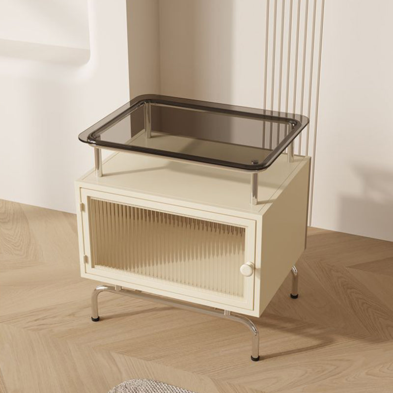 French Iron Glass 1-Cabinet Table