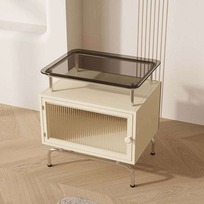 French Iron Glass 1-Cabinet Table