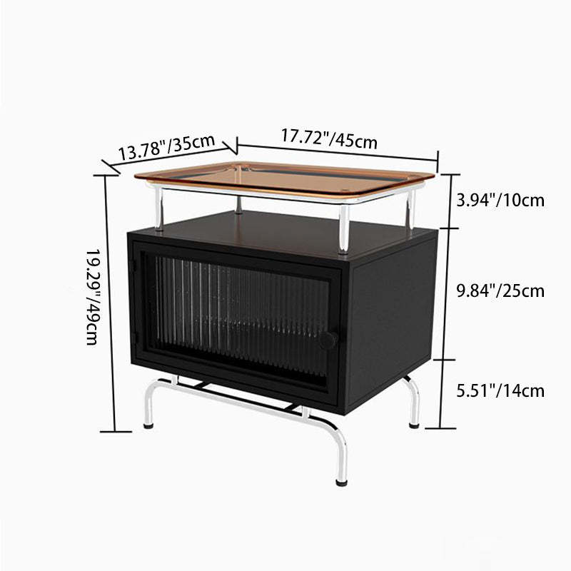 French Iron Glass 1-Cabinet Table
