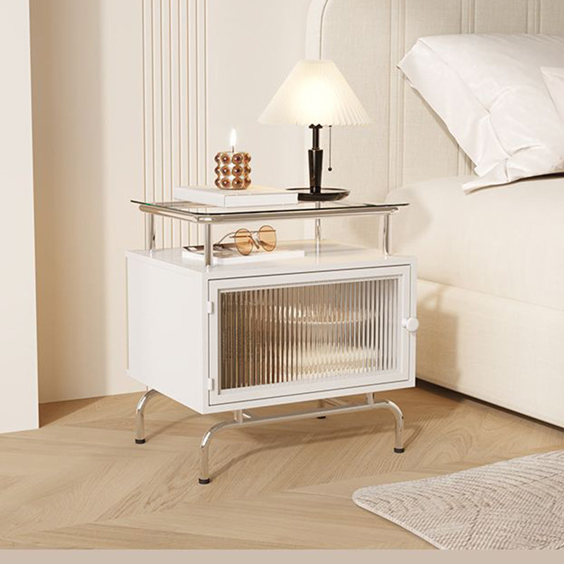 French Iron Glass 1-Cabinet Table