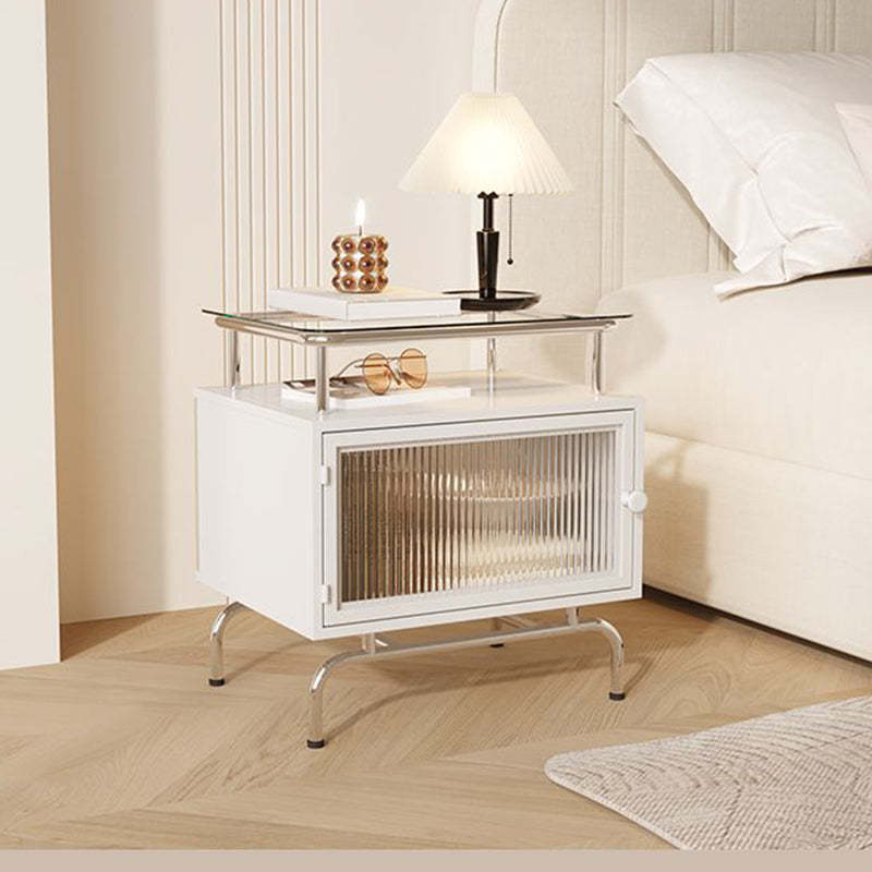 French Iron Glass 1-Cabinet Table