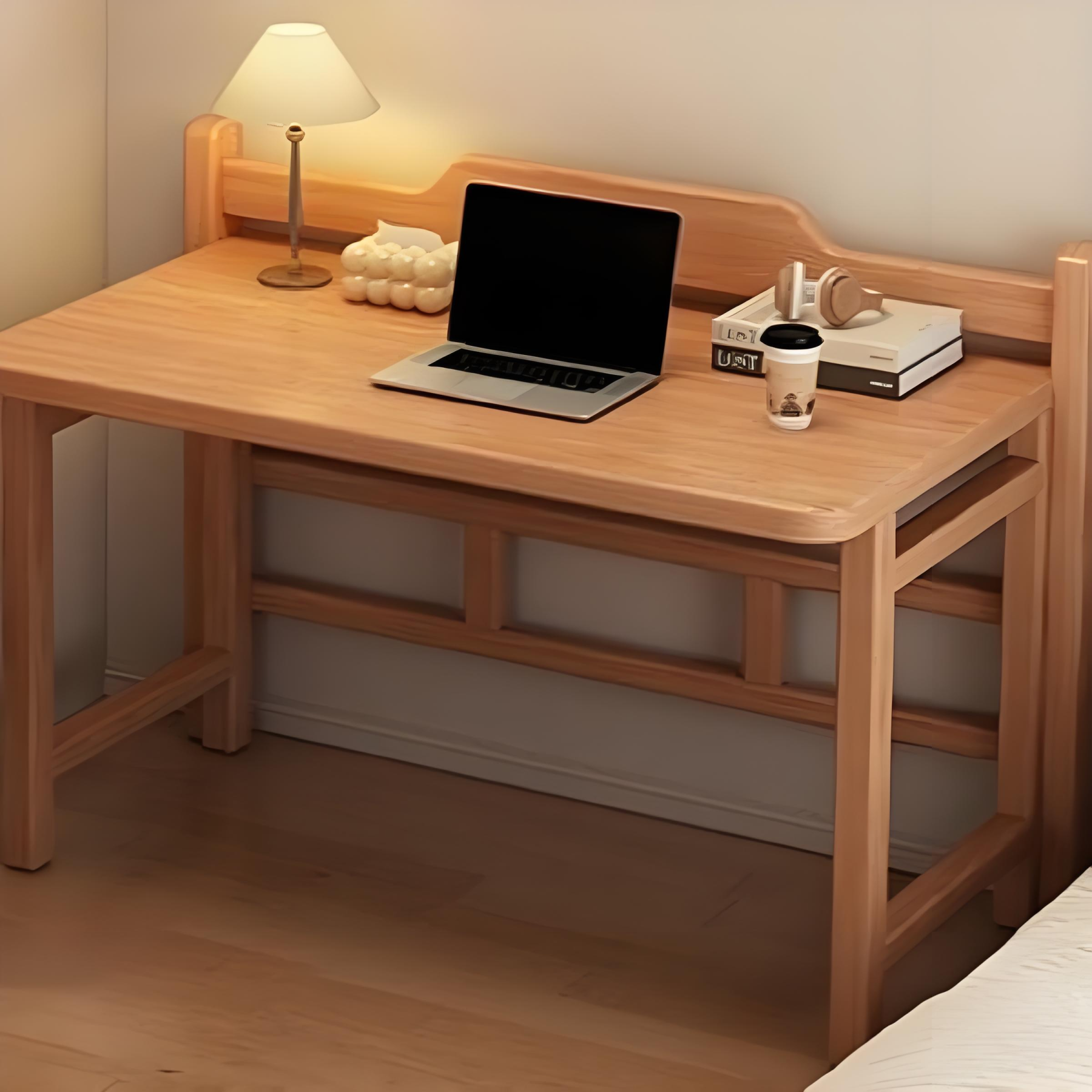 Minimalist Wooden Desk — Cherry Wood Color