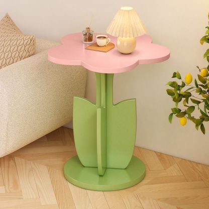 Contemporary Plank Floral Side Table