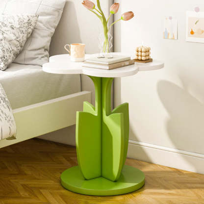 Contemporary Plank Floral Side Table