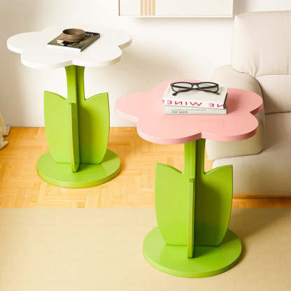Contemporary Plank Floral Side Table
