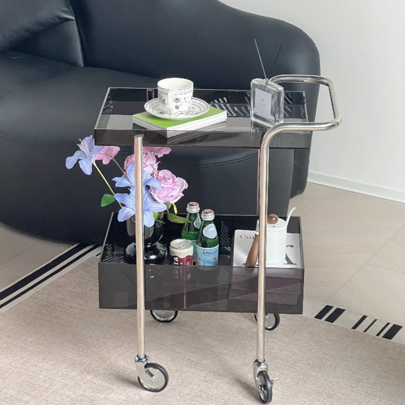 Minimalist Acrylic Metal 2-Tier Side Table