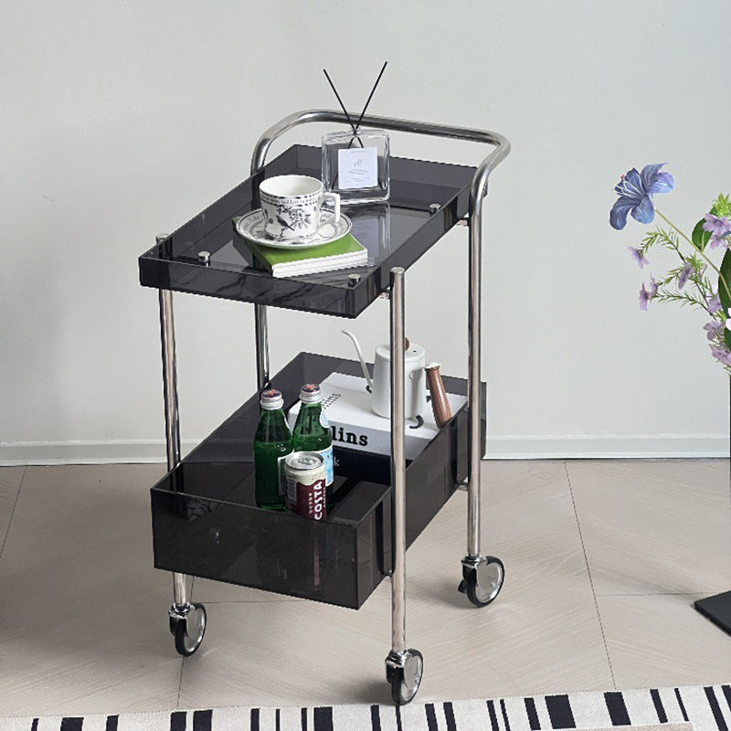 Minimalist Acrylic Metal 2-Tier Side Table