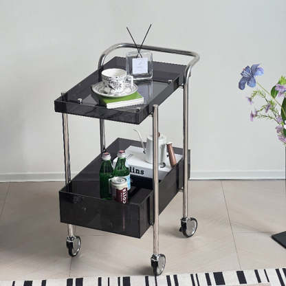Minimalist Acrylic Metal 2-Tier Side Table