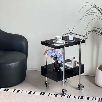 Minimalist Acrylic Metal 2-Tier Side Table