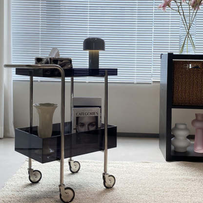 Minimalist Acrylic Metal 2-Tier Side Table