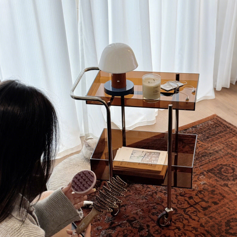 Minimalist Acrylic Metal 2-Tier Side Table