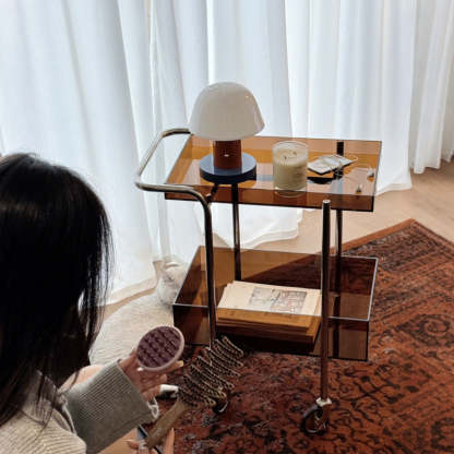Minimalist Acrylic Metal 2-Tier Side Table