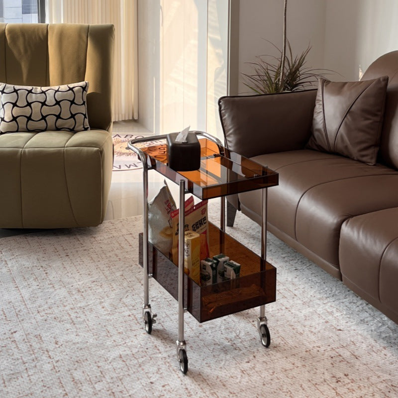 Minimalist Acrylic Metal 2-Tier Side Table