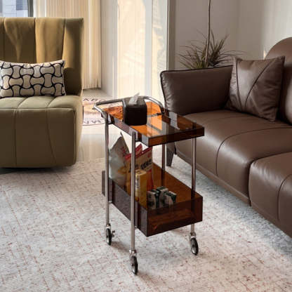 Minimalist Acrylic Metal 2-Tier Side Table