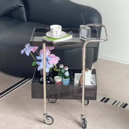 Minimalist Acrylic Metal 2-Tier Side Table